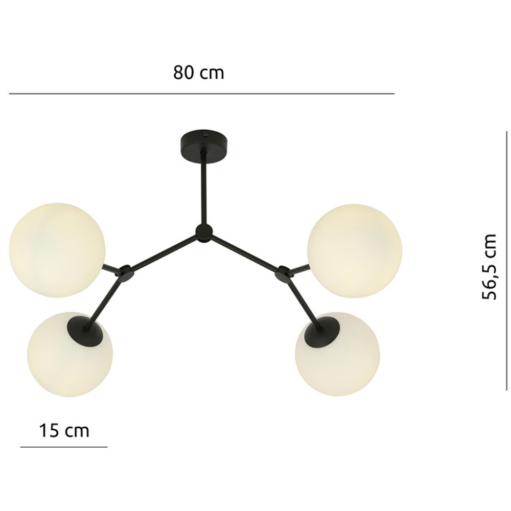 Emibig Space 4 Light White Shade Black E14 Ceiling Light Image 7