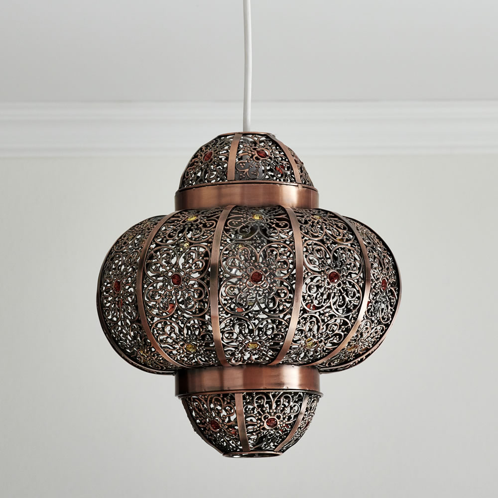 Wilko Bronze Beaded Ceiling Pendant Light Shade Image 1