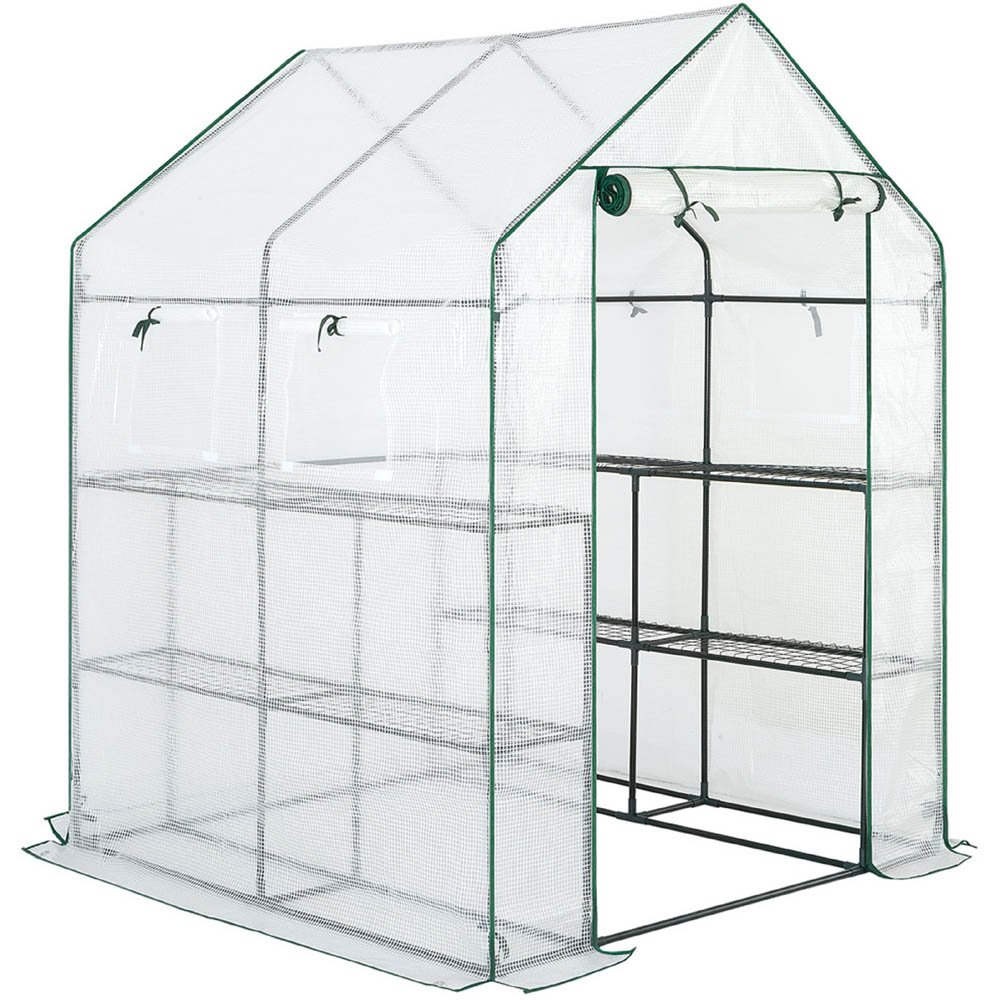 AMOS 3 Tier White Plastic 4.7 x 4.7ft Portable Walk In Greenhouse Image 1