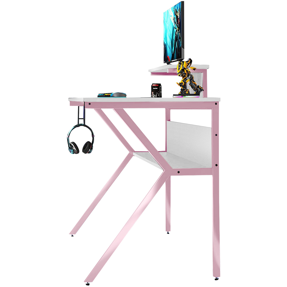 Neo Ergonomic 2 Tier Gaming Desk Pink Image 5