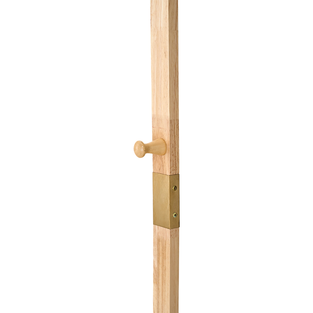 Living and Home Single Shelf Natural Freestanding Clothes Rack with 5 Hooks Image 6