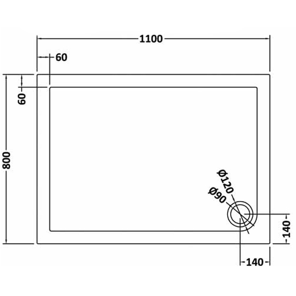 nuie Slate Grey Rectangular Shower Tray 1100 x 800mm Image 2