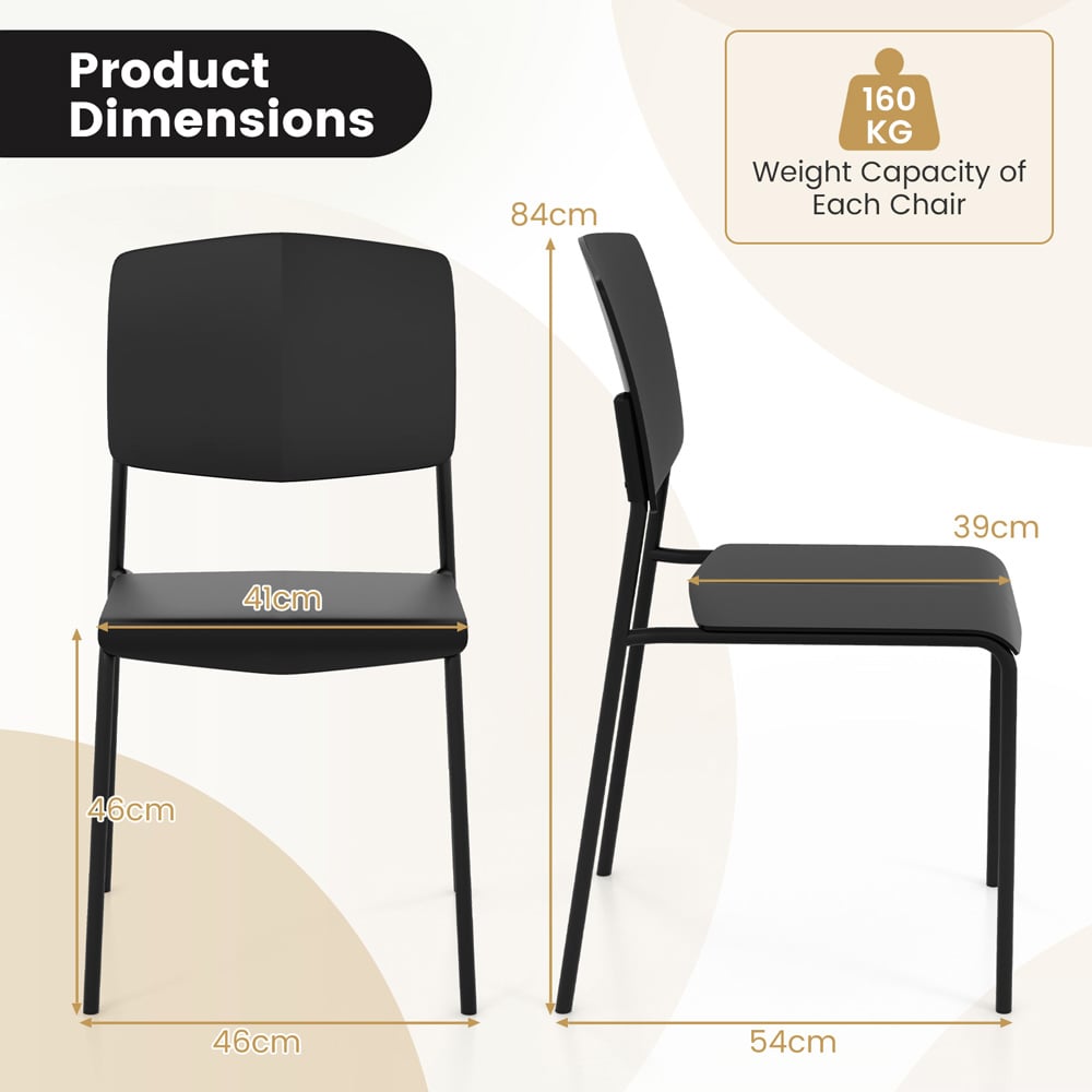 Costway Set of 4 Black Stackable Dining Chairs Image 9