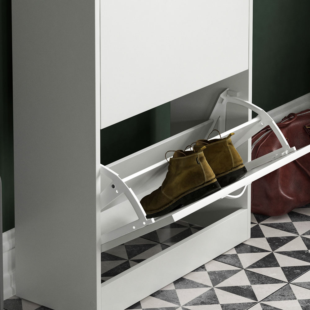 Home Vida White 3-Drawer Shoe Cabinet Rack Image 6