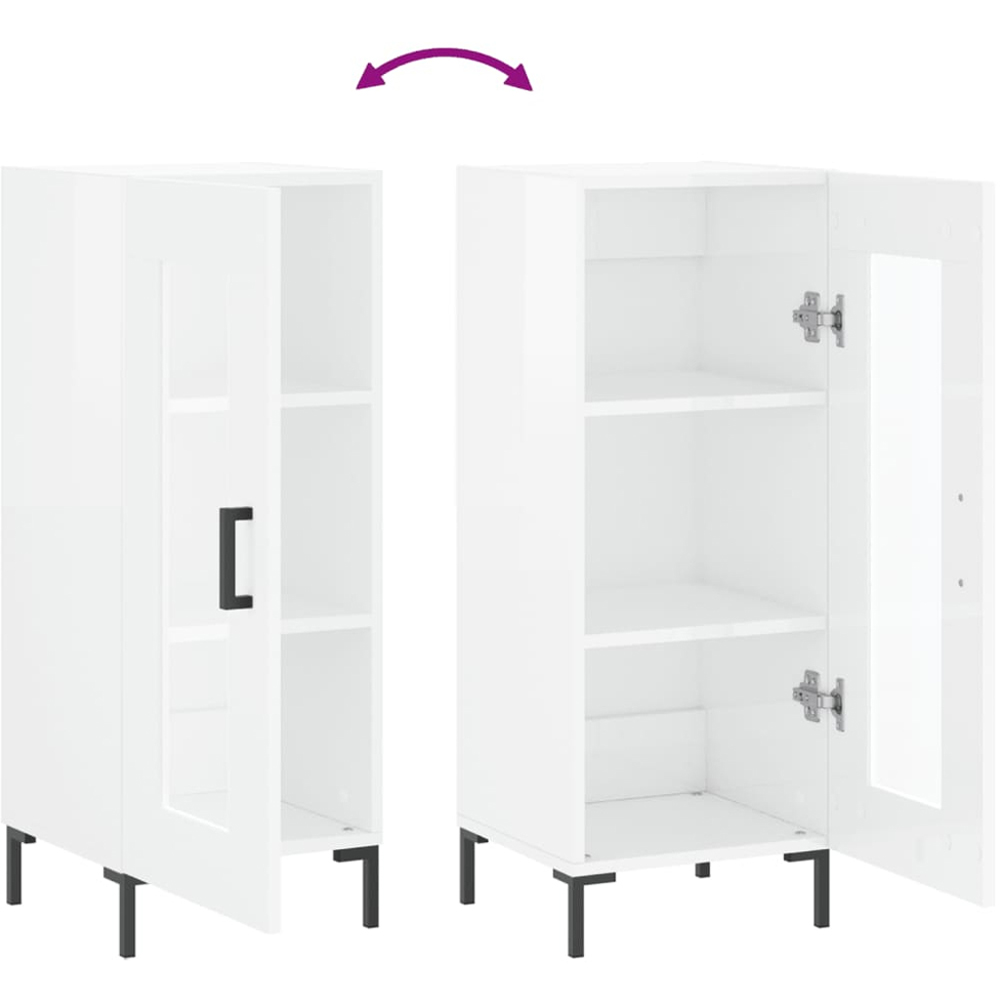 vidaXL Single Door High Gloss White Sideboard Image 9
