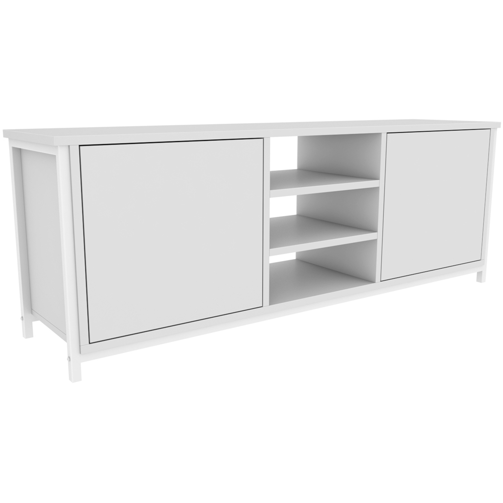 Decorotika Otis 2 Door 3 Shelf White TV Stand for 63 inch TV Image 2