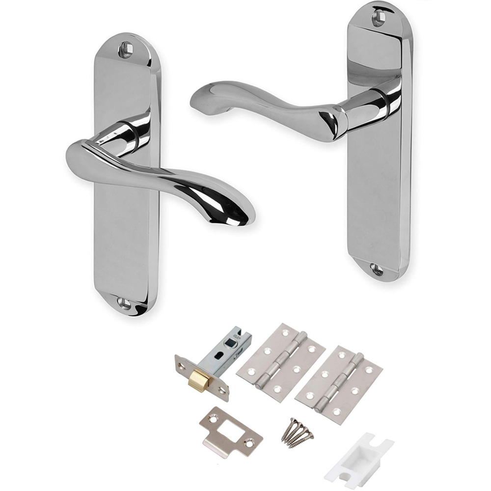 Golden Grace Cadenza Polished Chrome Latch Door Handle Set Image