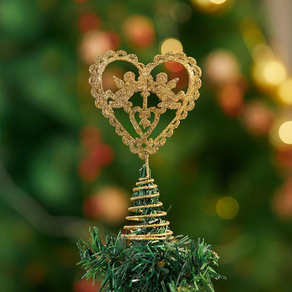 Living and Home Gold Heart Christmas Tree Topper Wilko
