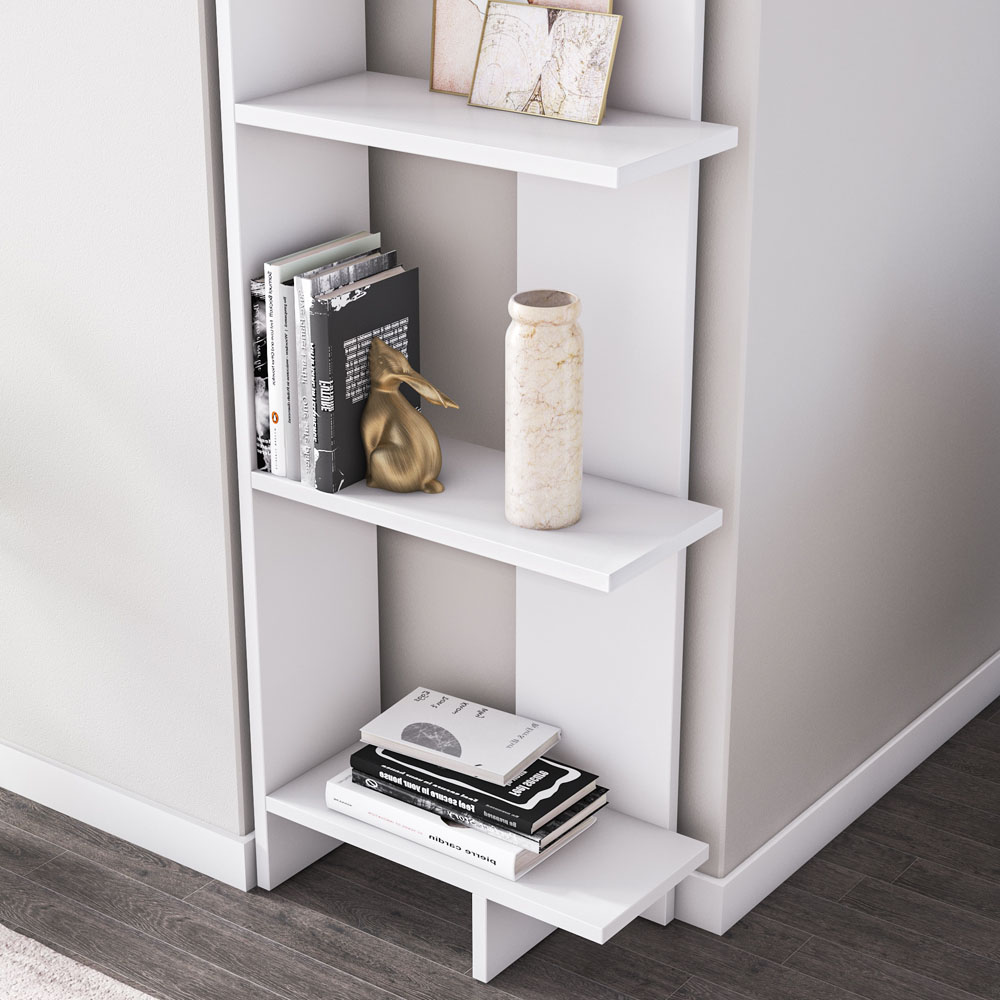 Decorotika Alis 5 Tier White Corner Bookcase Image 4