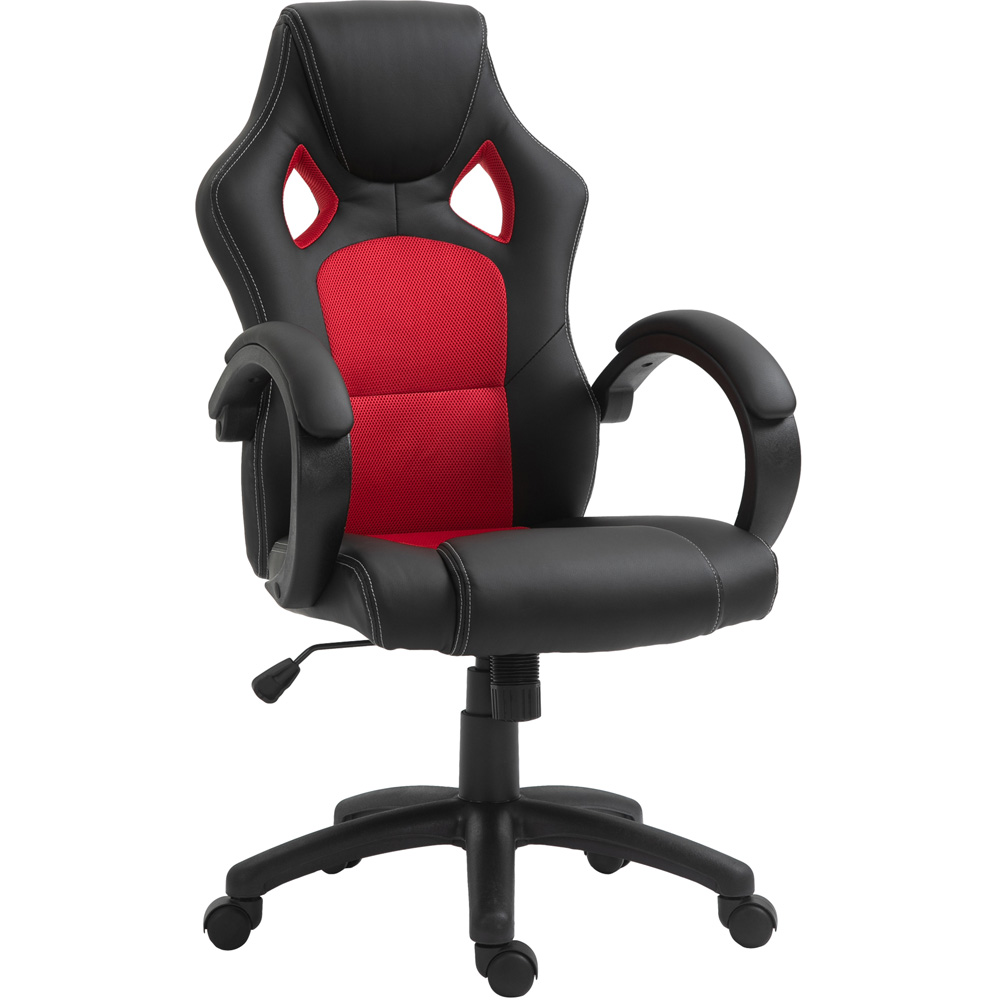 Portland Black And Red High Back Faux Leather Home Computer Desk Chair Image 2