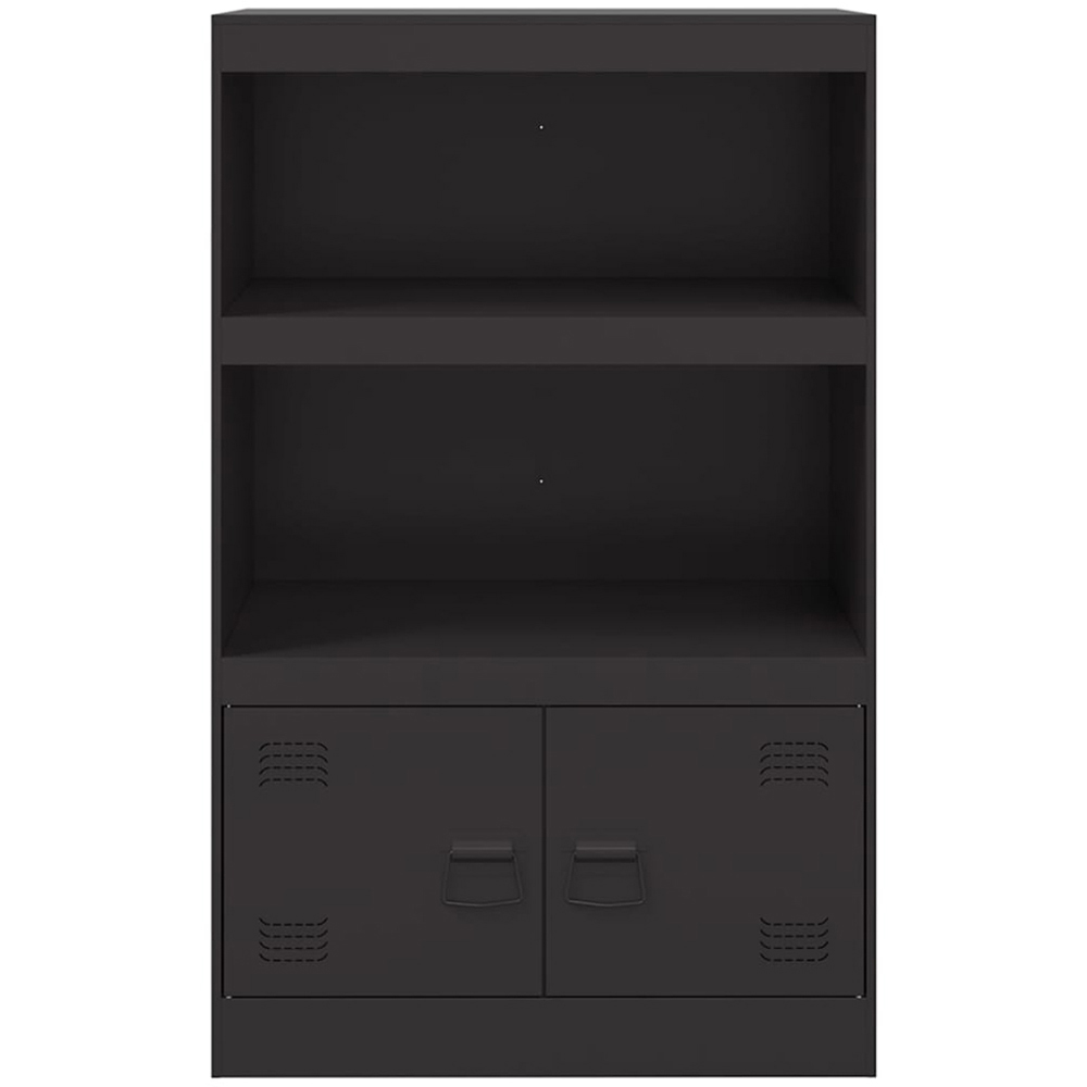 vidaXL 2 Door 2 Shelf Black Steel Sideboard Image 6