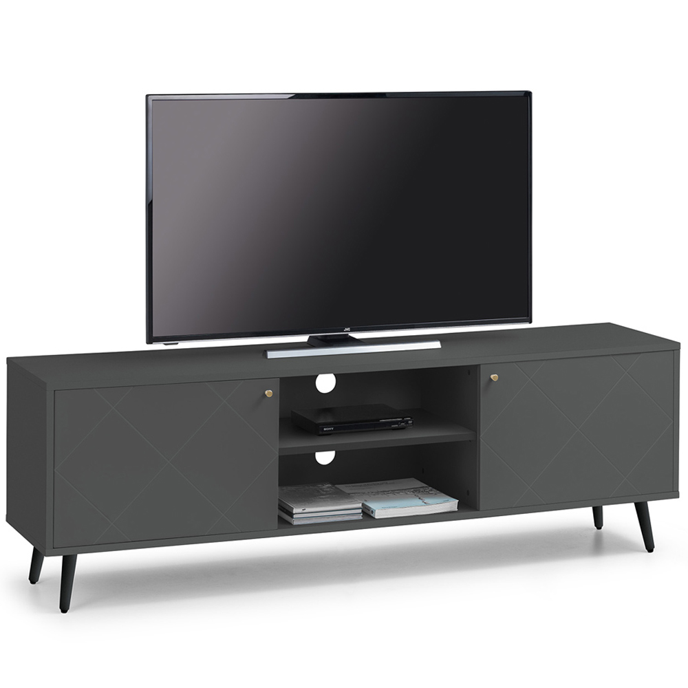 Julian Bowen Moritz 2 Door 2 Shelf Grey TV Unit Image 2