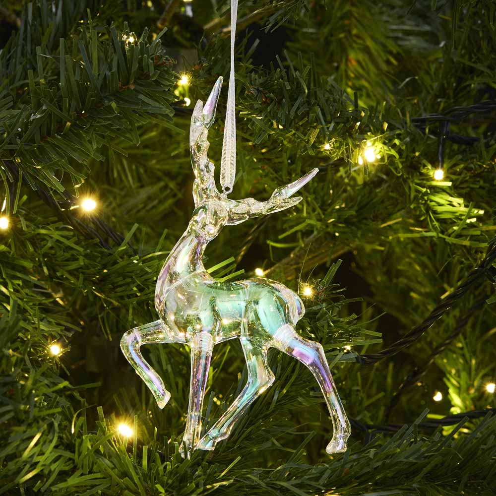 Wilko Glitters Acrylic Stag Christmas Decorations 4 Pack Image 3