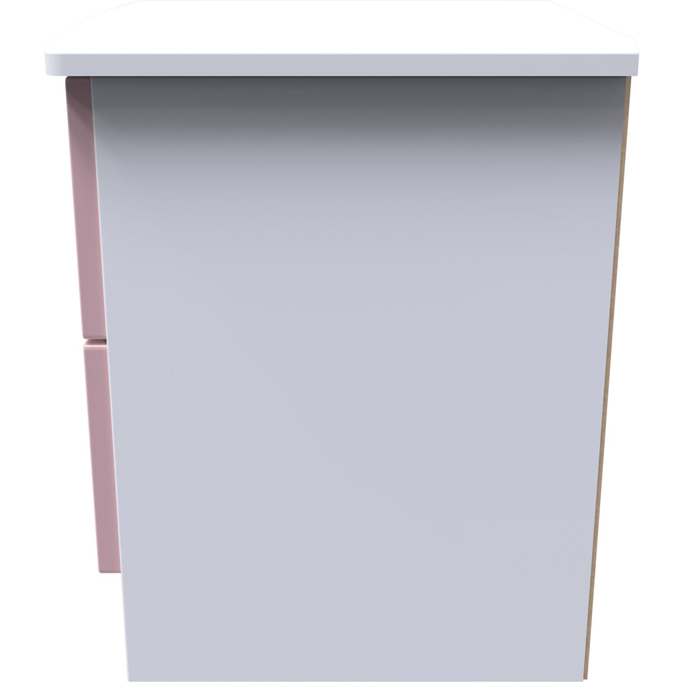 Crowndale Camden 2 Drawer Kobe Pink and White Compact Bedside Cabinet Ready Assembled Image 4