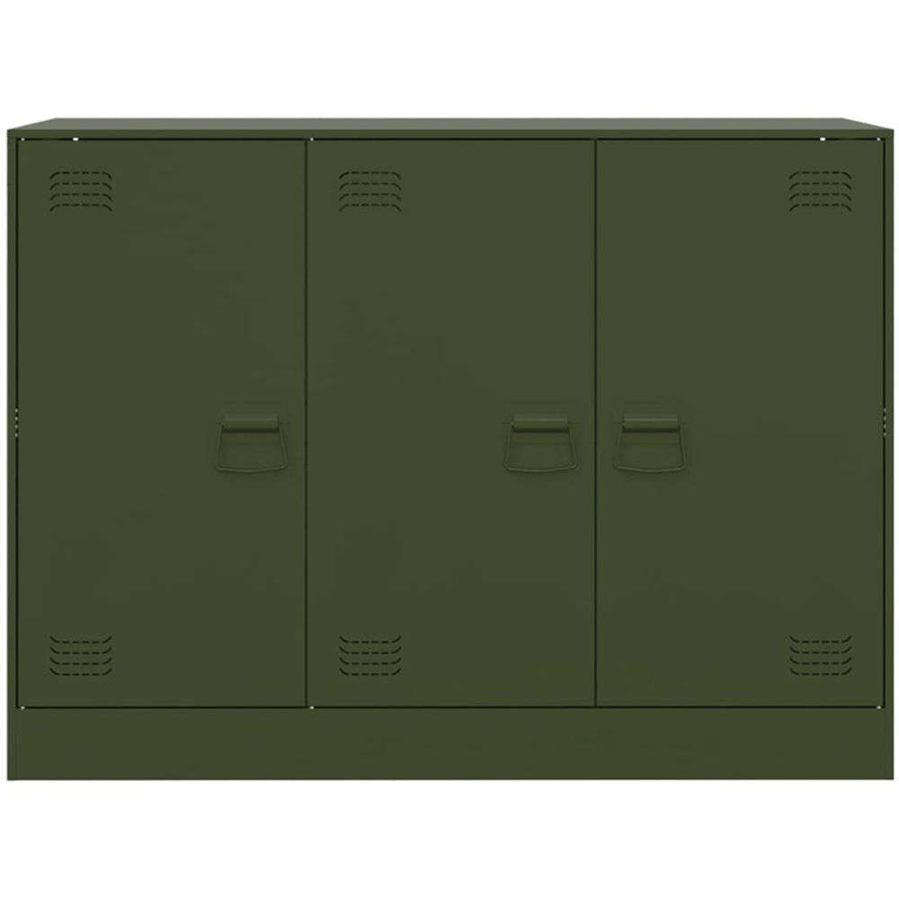 vidaXL 3 Door Olive Green Metal Sideboard Image 3