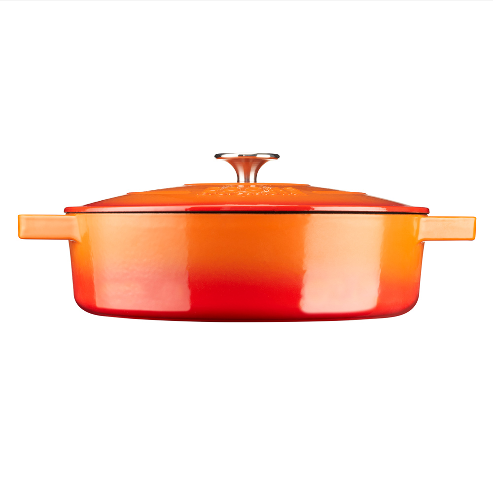 Cooks Professional 28cm Orange Cast Iron Casserole Dish with Lid Image 4