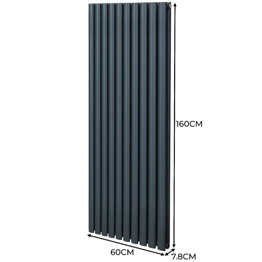Monster Shop 6691BTU Anthracite Grey Oval Column Radiator and Valves 1600 x 600mm Image 6