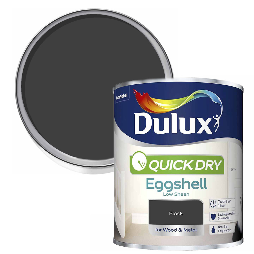 Dulux Quick Drying Black Eggshell Paint 750ml Image 1