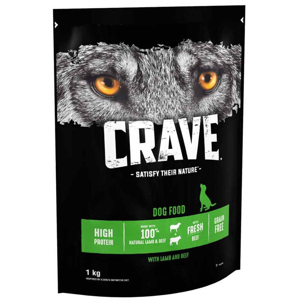 Crave Natural Complete Dry Dog Food Lamb and Beef 1kg Image 2