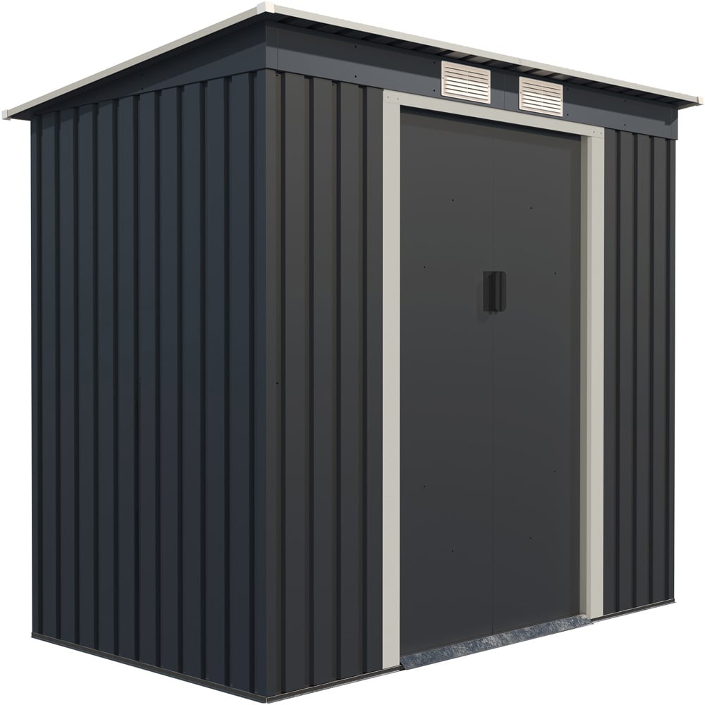 Charles Bentley 6.6 x 4ft Double Door Metal Shed Grey Image 1
