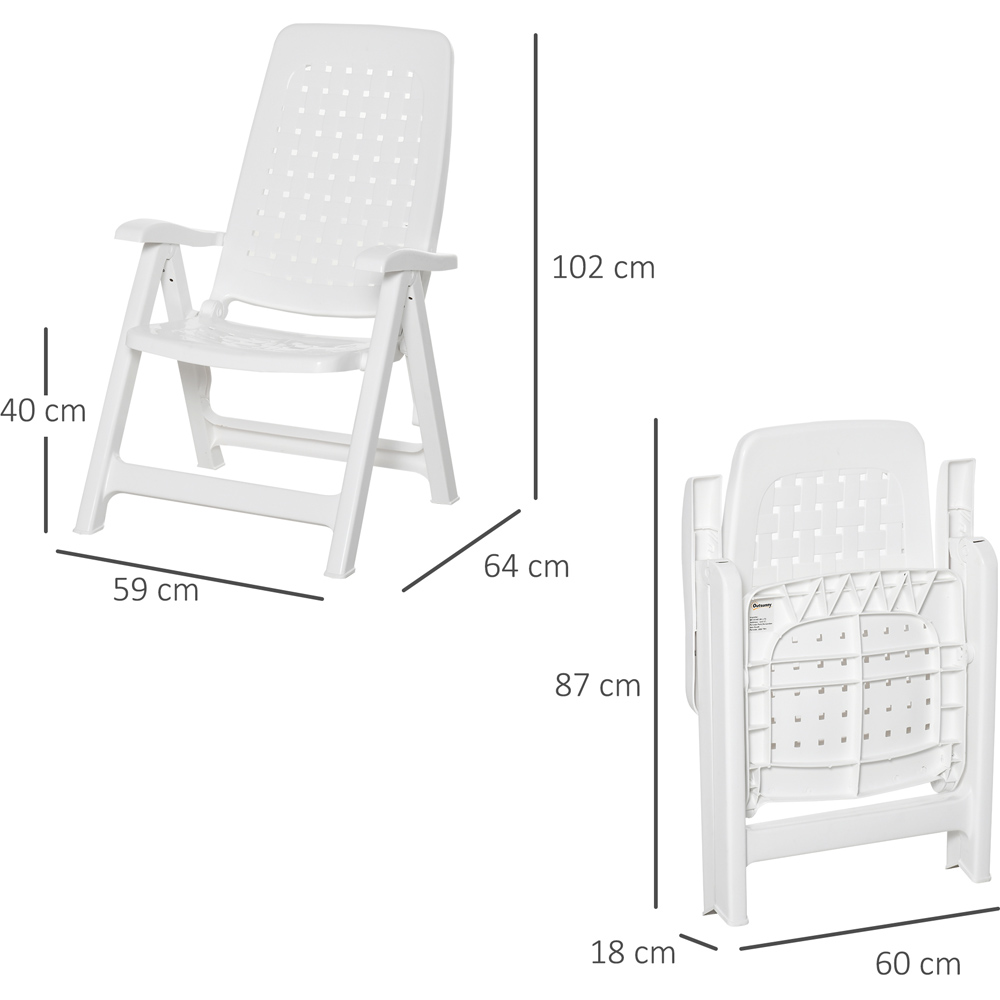 Outsunny Set of 2 White Folding Plastic Dining Chair Image 7