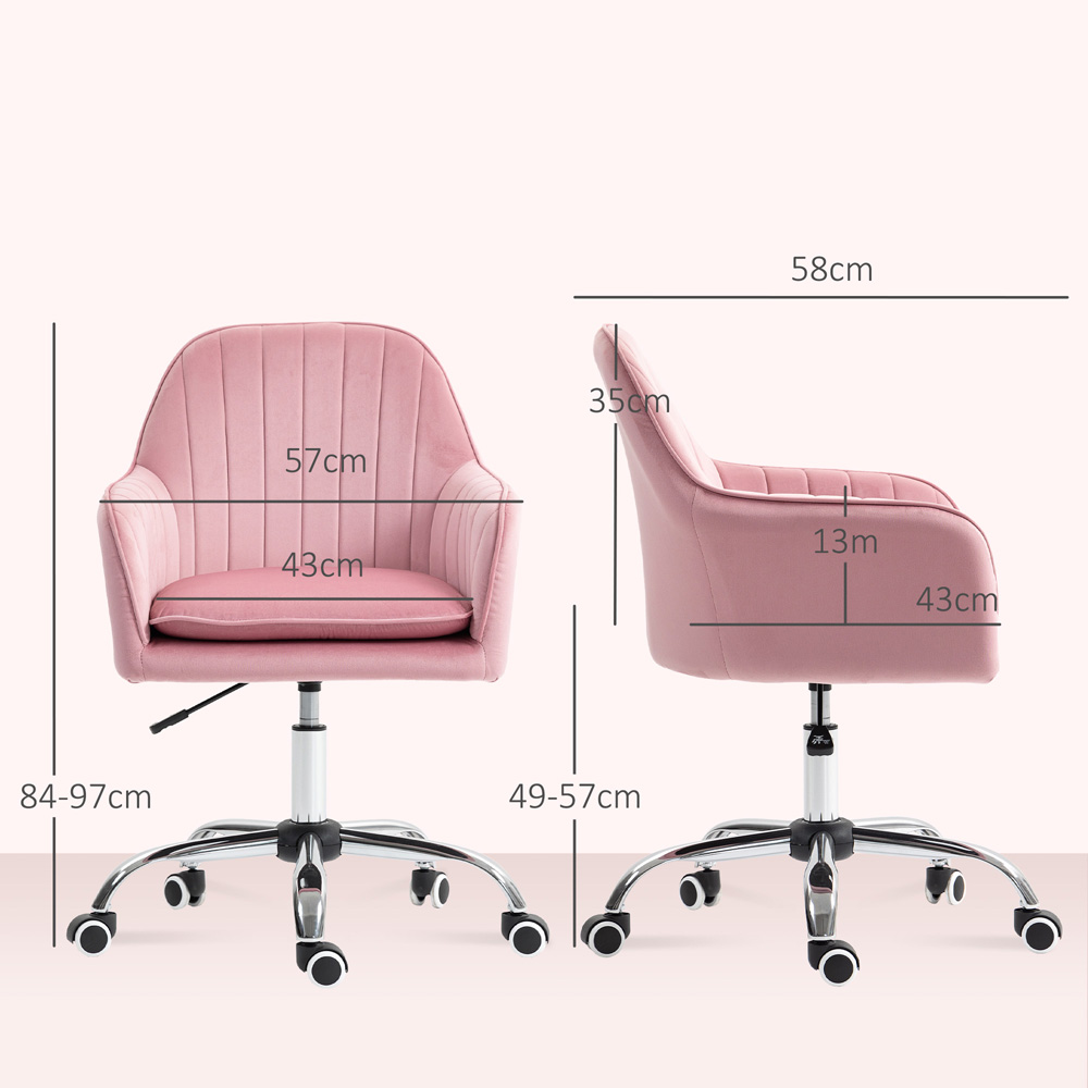HOMCOM Dark Pink Swivel Desk Chair with Adjustable Height Image 9