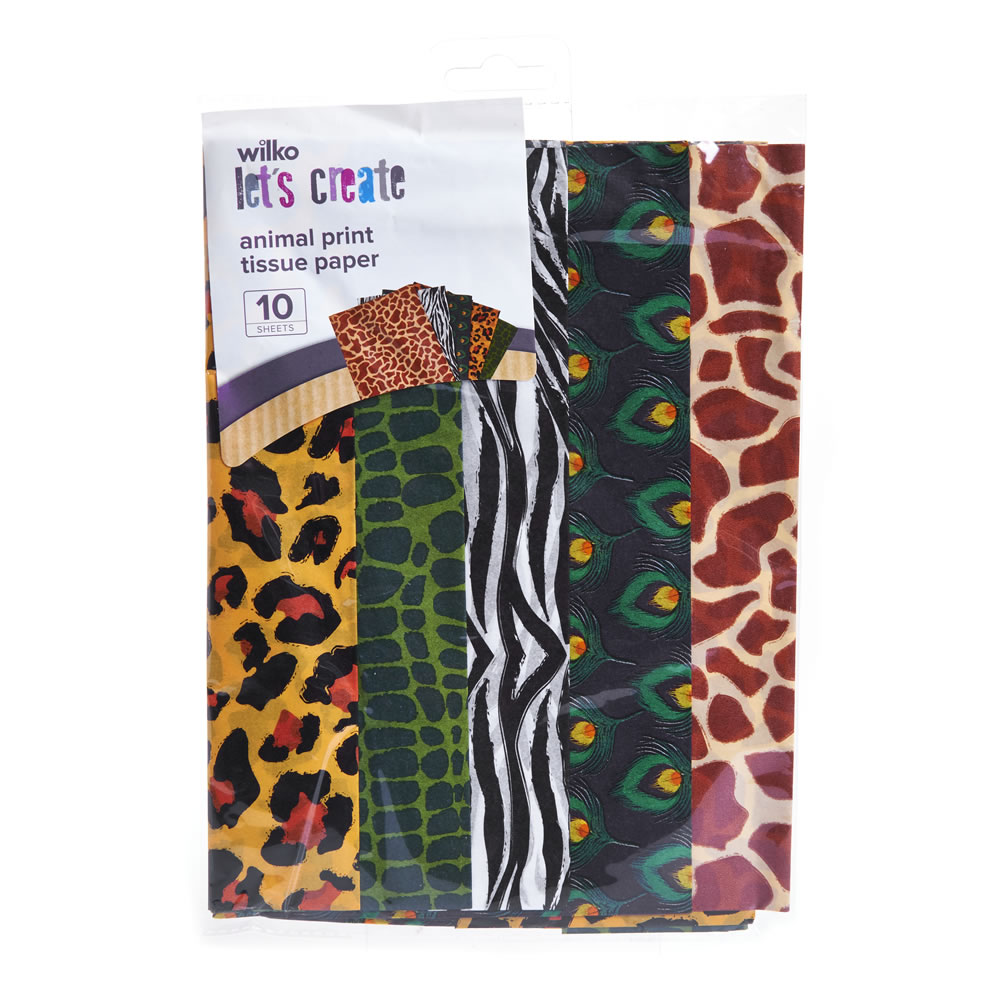 Wilko A4 Animal Print Tissue Paper 10pk Wilko A4 Animal Print Tissue Paper 10pk Image