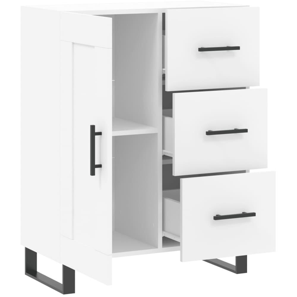 vidaXL Single Door 3 Drawer White Sideboard Image 6