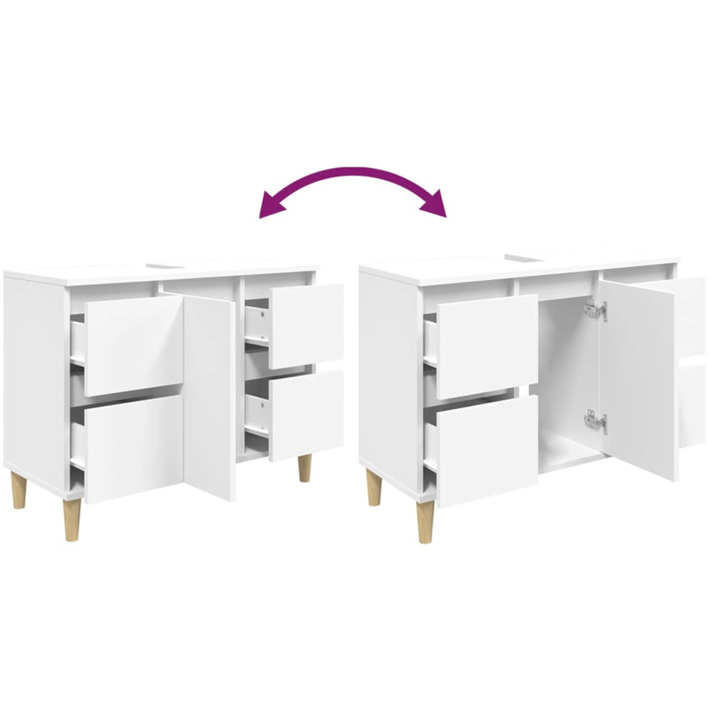 vidaXL Single Door 4 Drawer White Washbasin Cabinet Image 6