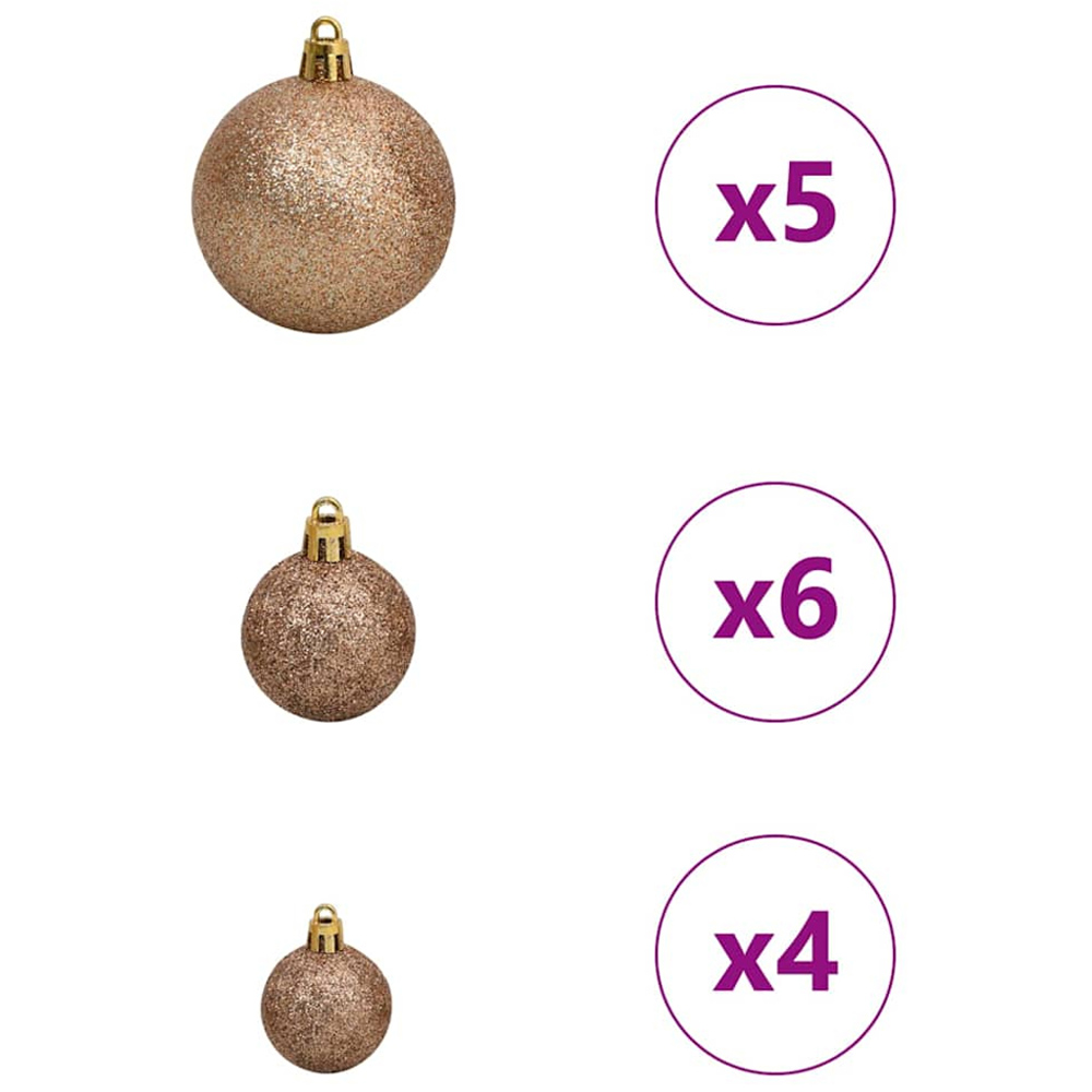 vidaXL Pre-Lit Rose Gold Bauble Pinecones Berries Green Snow Flocked Artificial Christmas Tree 5ft Image 7