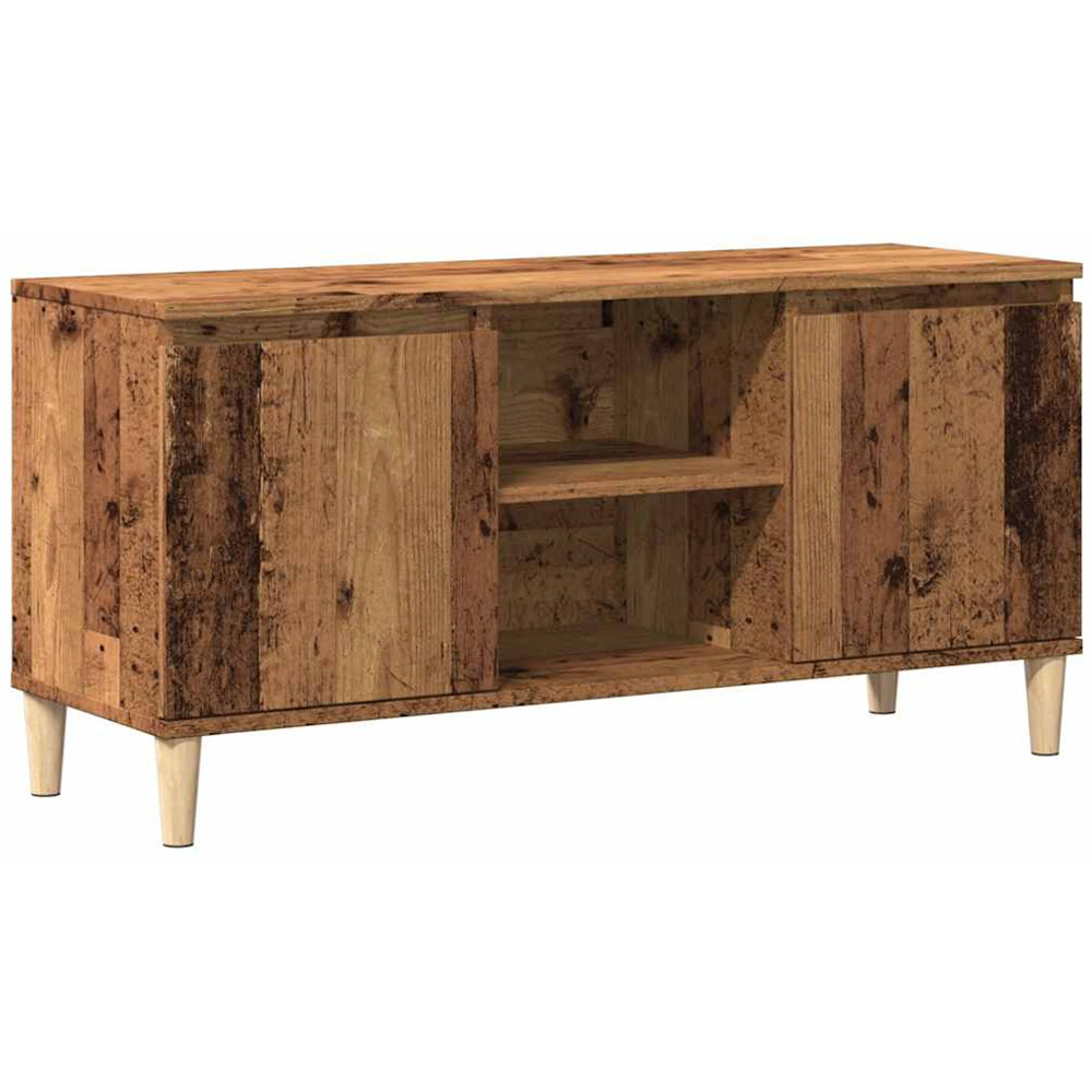 vidaXL 2 Door 2 Shelf Old Oak TV Cabinet with Wooden Legs Image 2