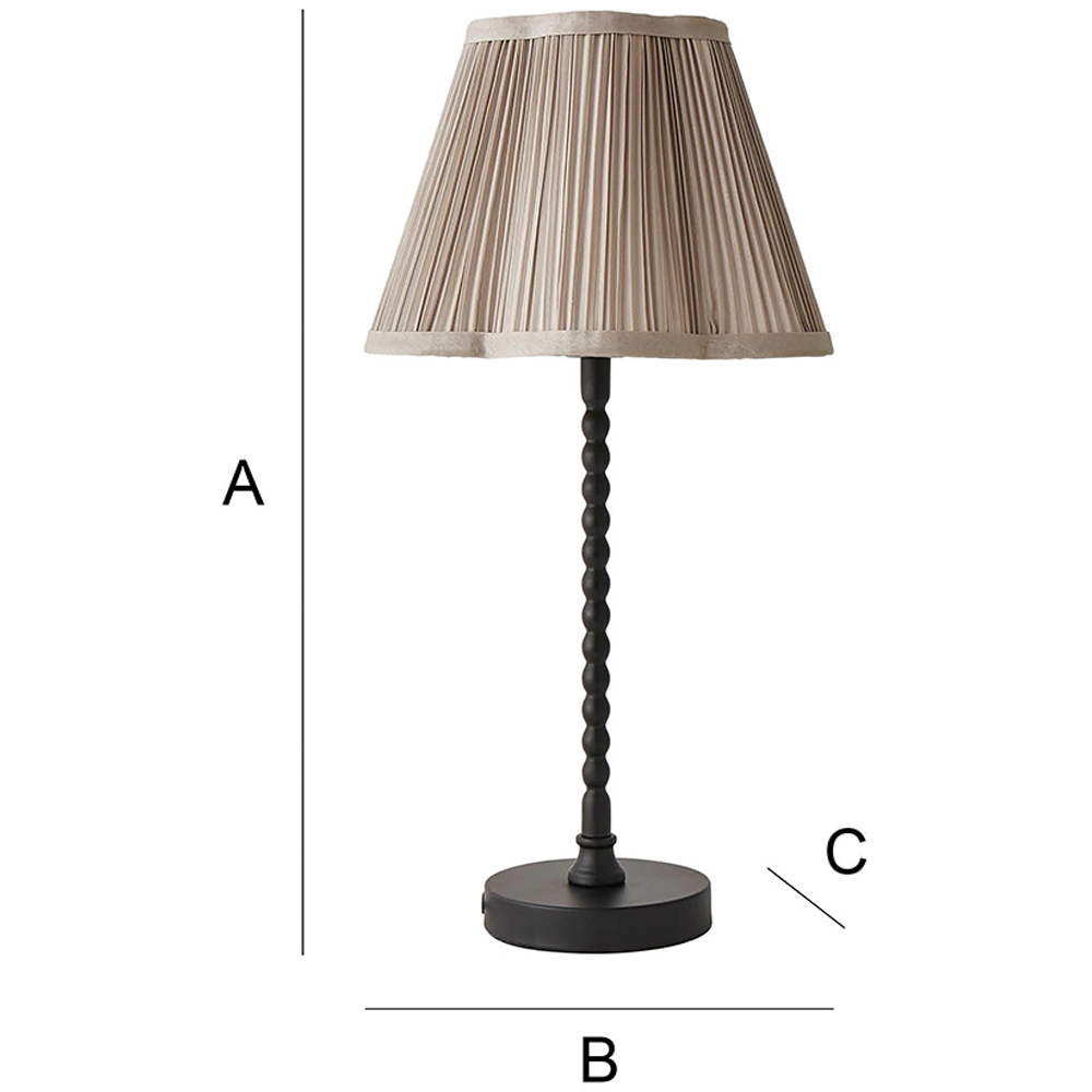 ValueLights Maeve Light Grey Pleated Faux Silk Scallop Shade Black Bobbin LED Table Lamp Image 7