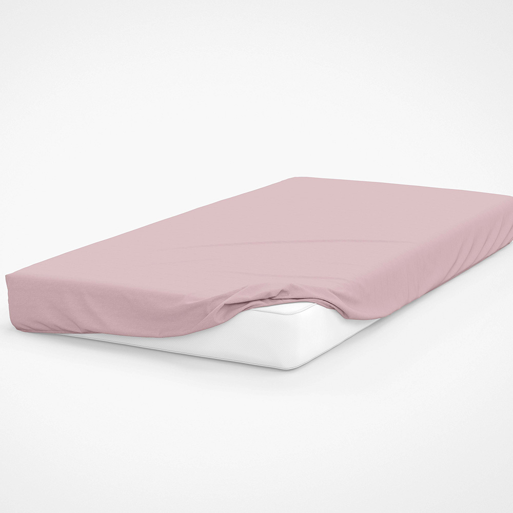 Serene Double Powder Pink Brushed Cotton Fitted Bed Sheet Image 2