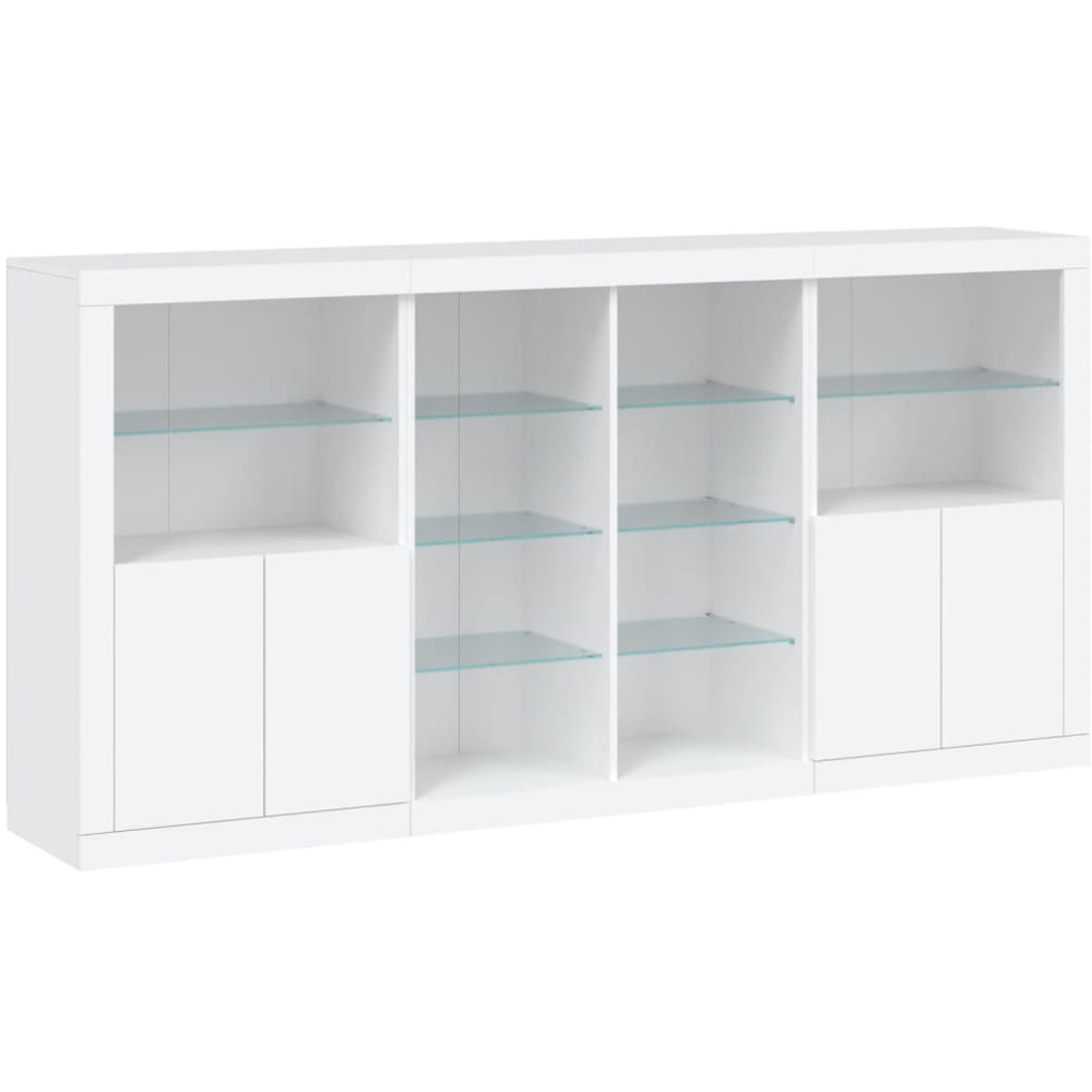 vidaXL 4 Door 8 Shelf White Sideboard with LED Lights Image 3