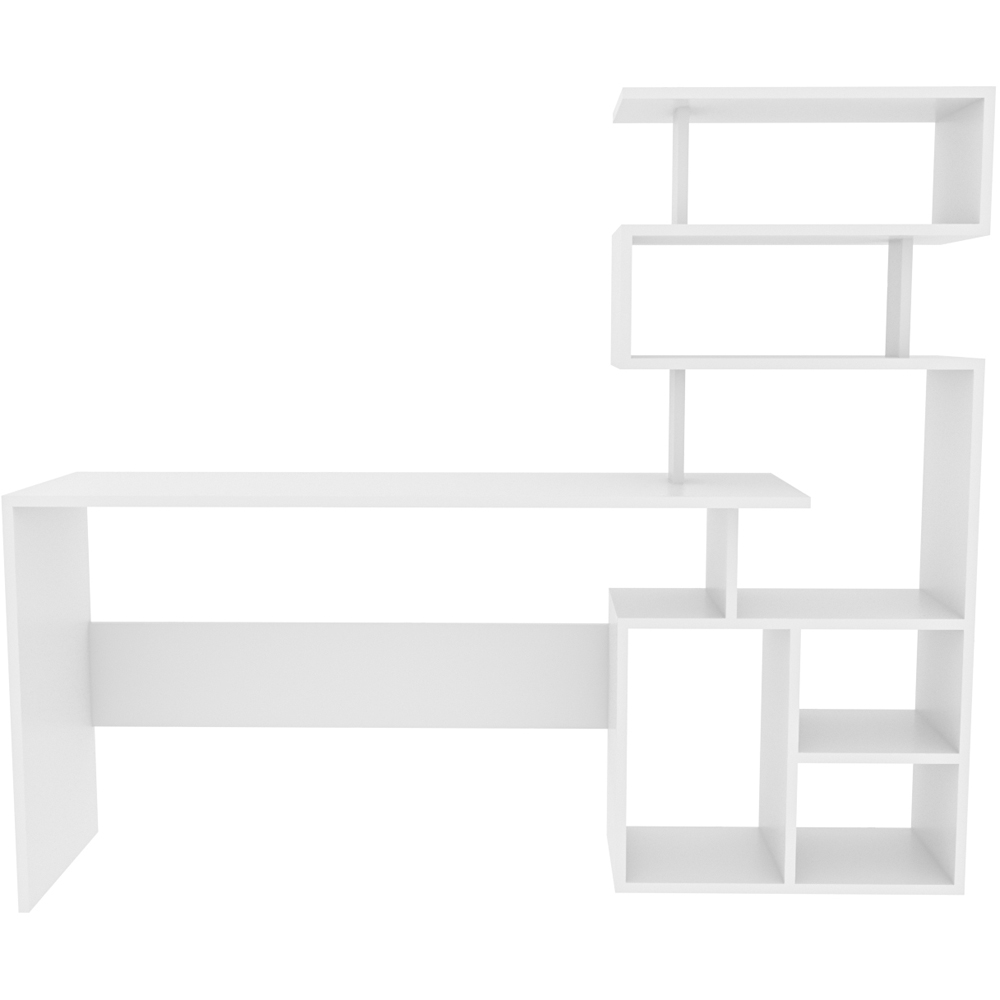 Decorotika Next 7 Shelf Modern Study Desk White Image 5