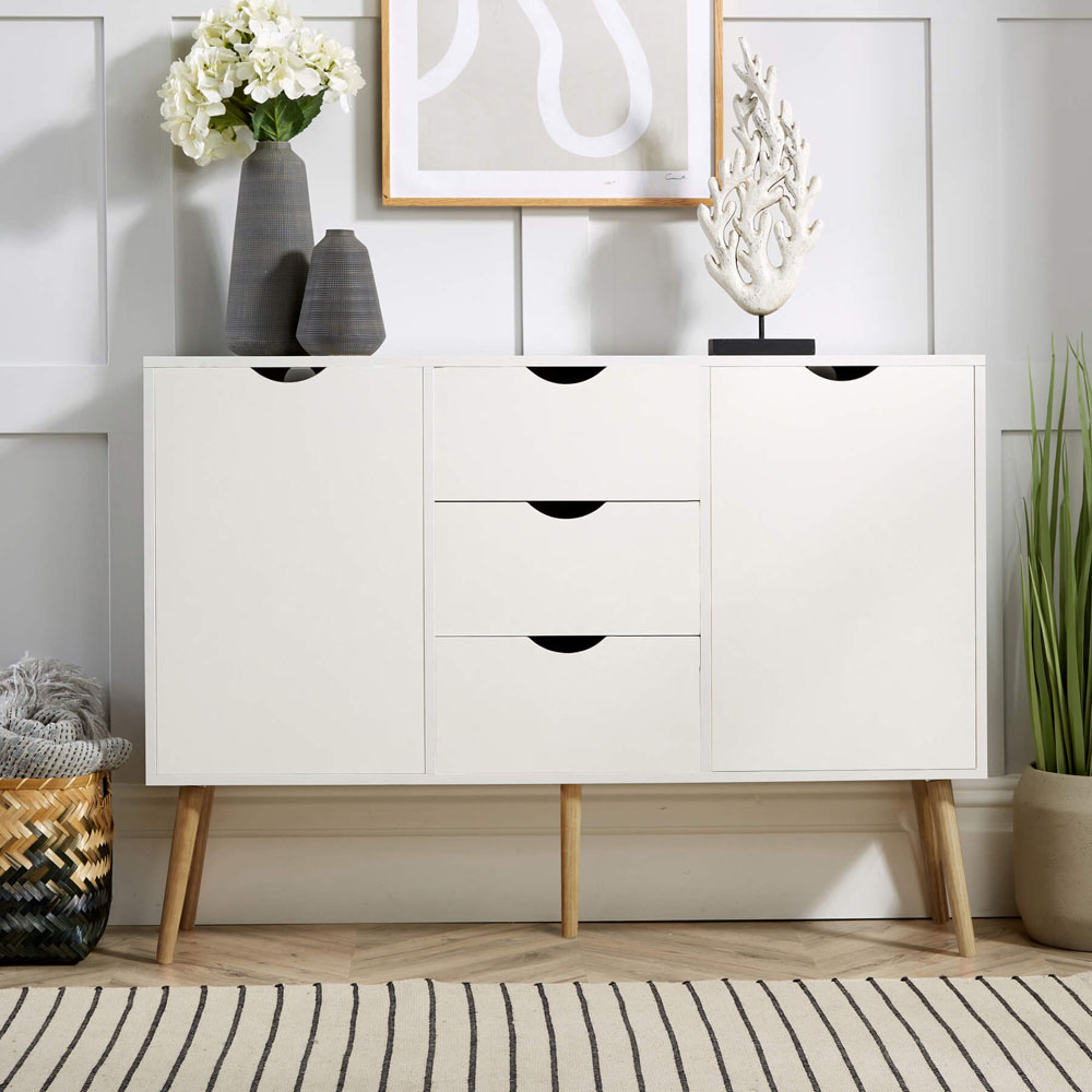 Home Source Boden 2 Door 3 Drawer White Sideboard Image 7
