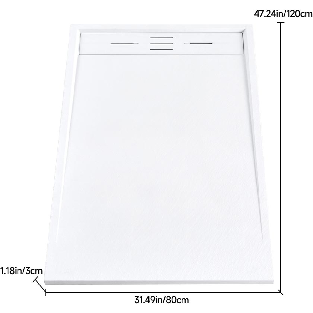 H&O Direct White Sleek Rectangular Shower Tray 120cm Image 4