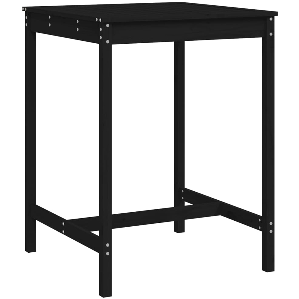 vidaXL 2 Seater Solid Pine Wood Slatted Garden Dining Table Black Image 2