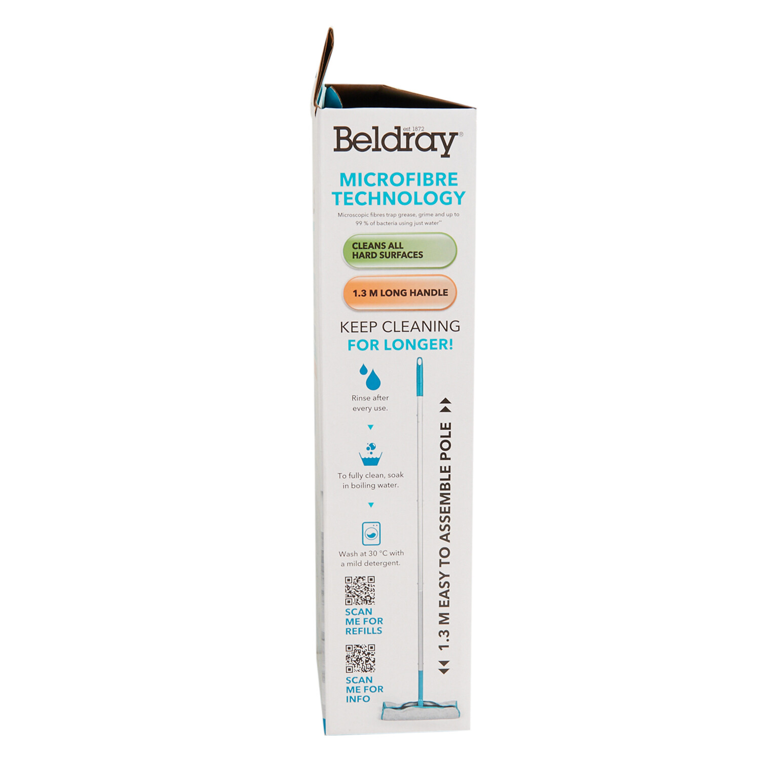 Beldray No Chemicals Flat Mop and Refill - White Image 4