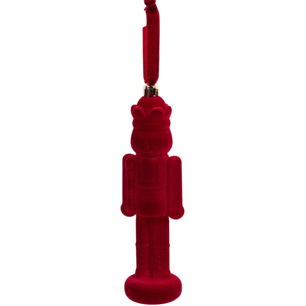 Pack of 4 Flocked Nutcracker Decorations Burgundy Image 3