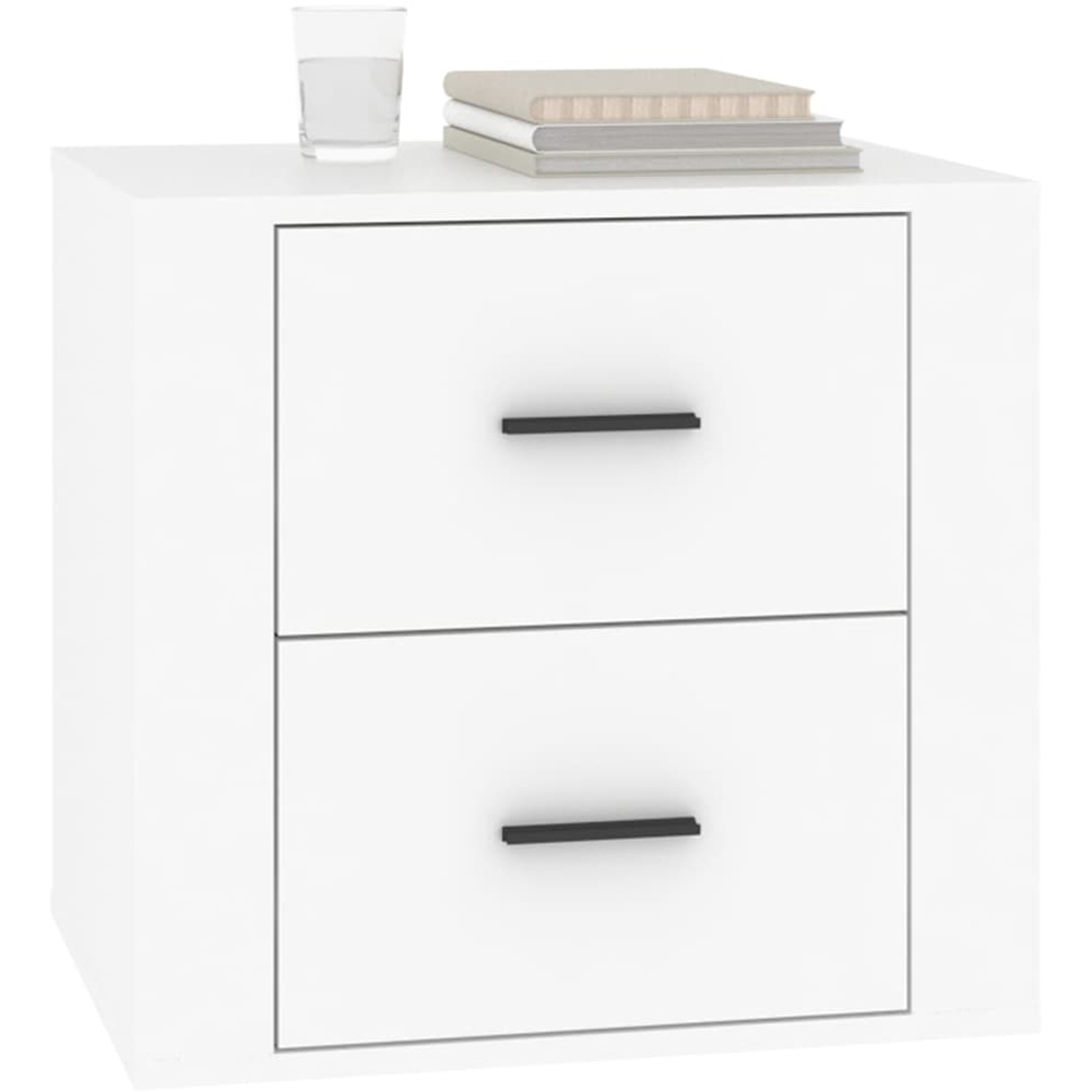 vidaXL 2 Drawer White Bedside Cabinet Image 3