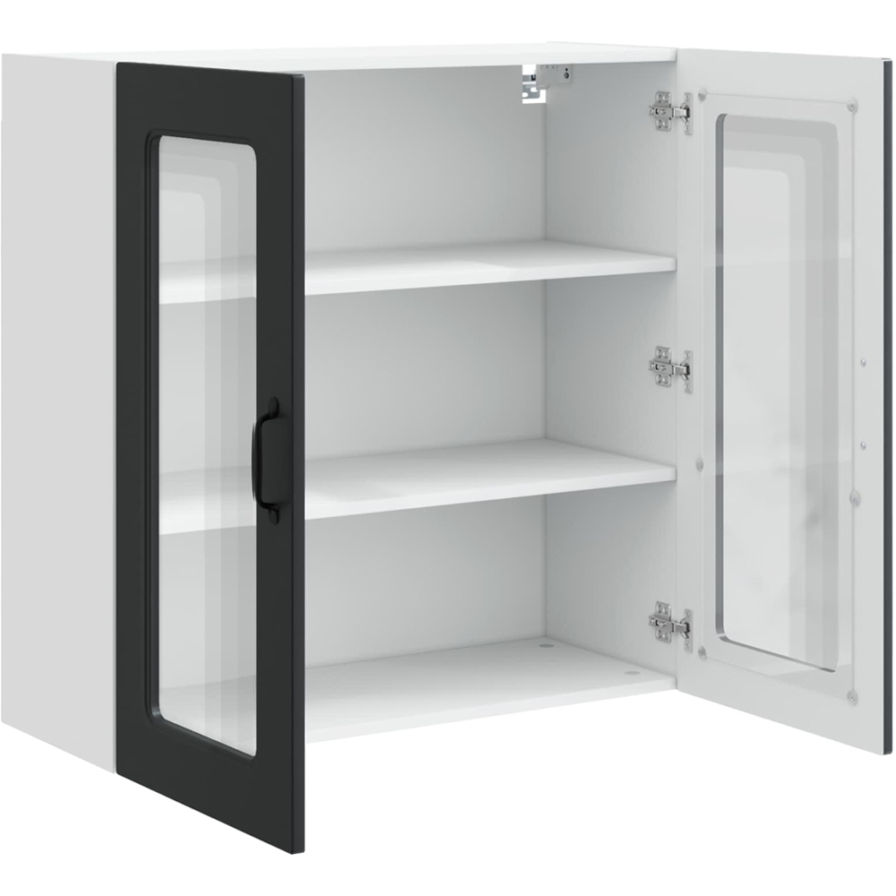vidaXL 2 Glass Door Black Kitchen Wall Cabinet Image 5