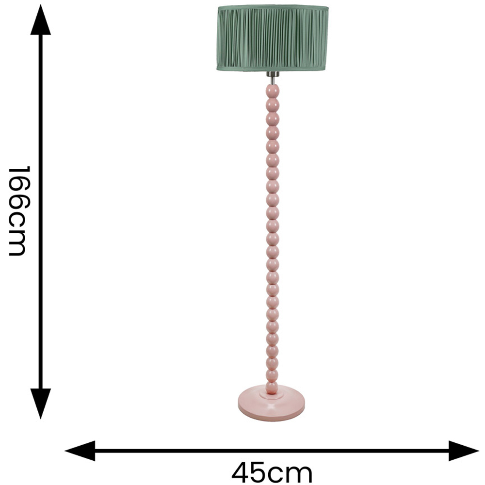 ValueLights Bobbins Ruched Pleated Green Drum Shade Painted Rose LED Floor Lamp Image 4
