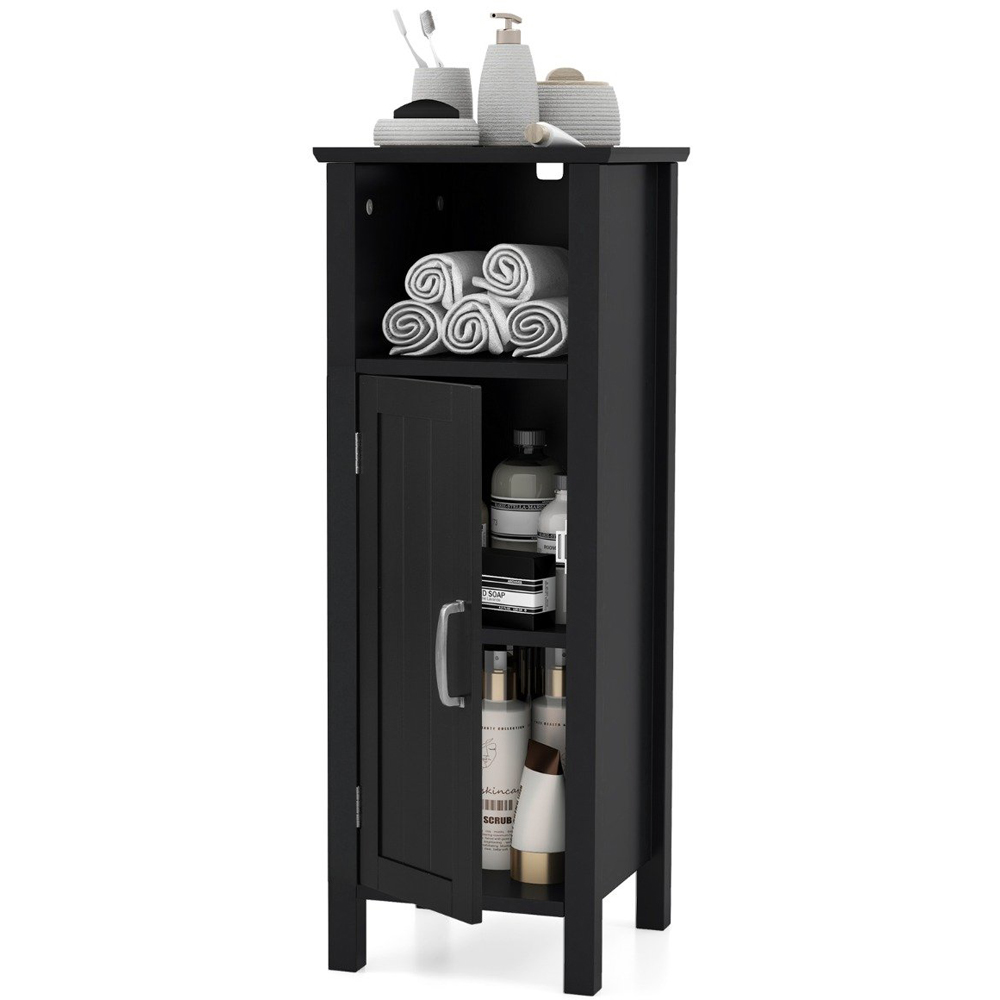 Costway Single Door Single Shelf Black Narrow Freestanding Cabinet Image 3