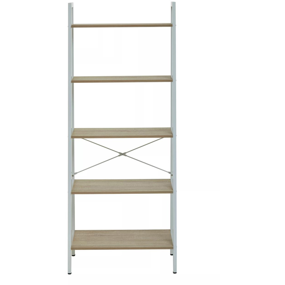 Premier Housewares Bradbury 5 Shelf Natural Oak Veneer Ladder Bookshelf Image 3