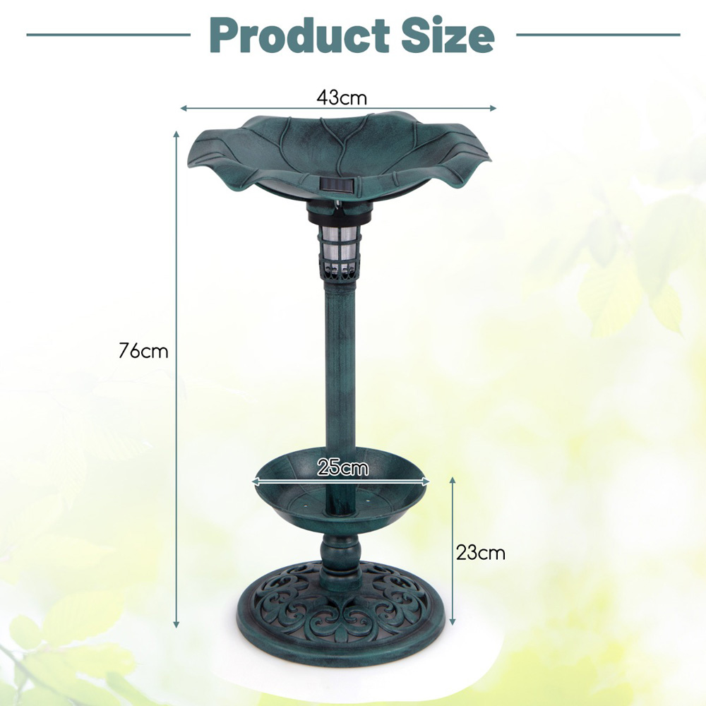 Costway Antique Solar Powered Bird Bath and Feeder Set Image 9