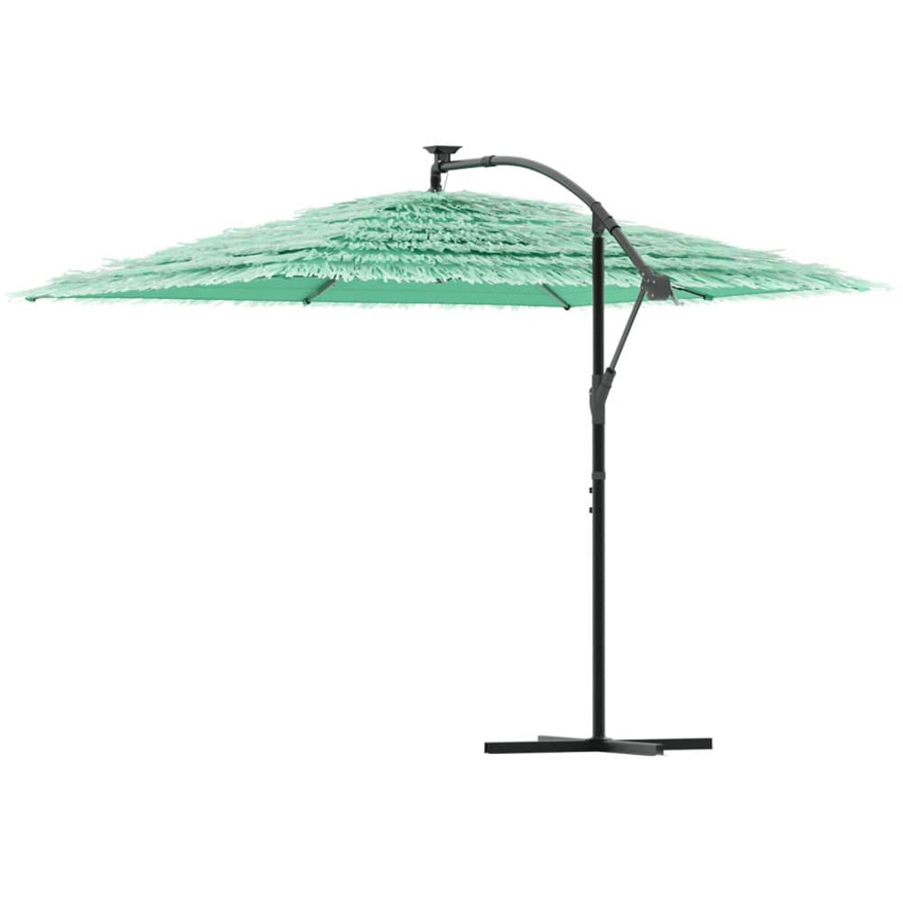 vidaXL Green Straw Top Cantilever Parasol with Steel Pole 2.9m Image 4