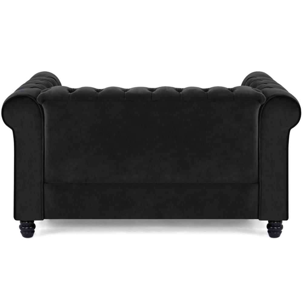 Home Detail Chesterfield 2 Seater Studded Black Velvet Sofa Image 3