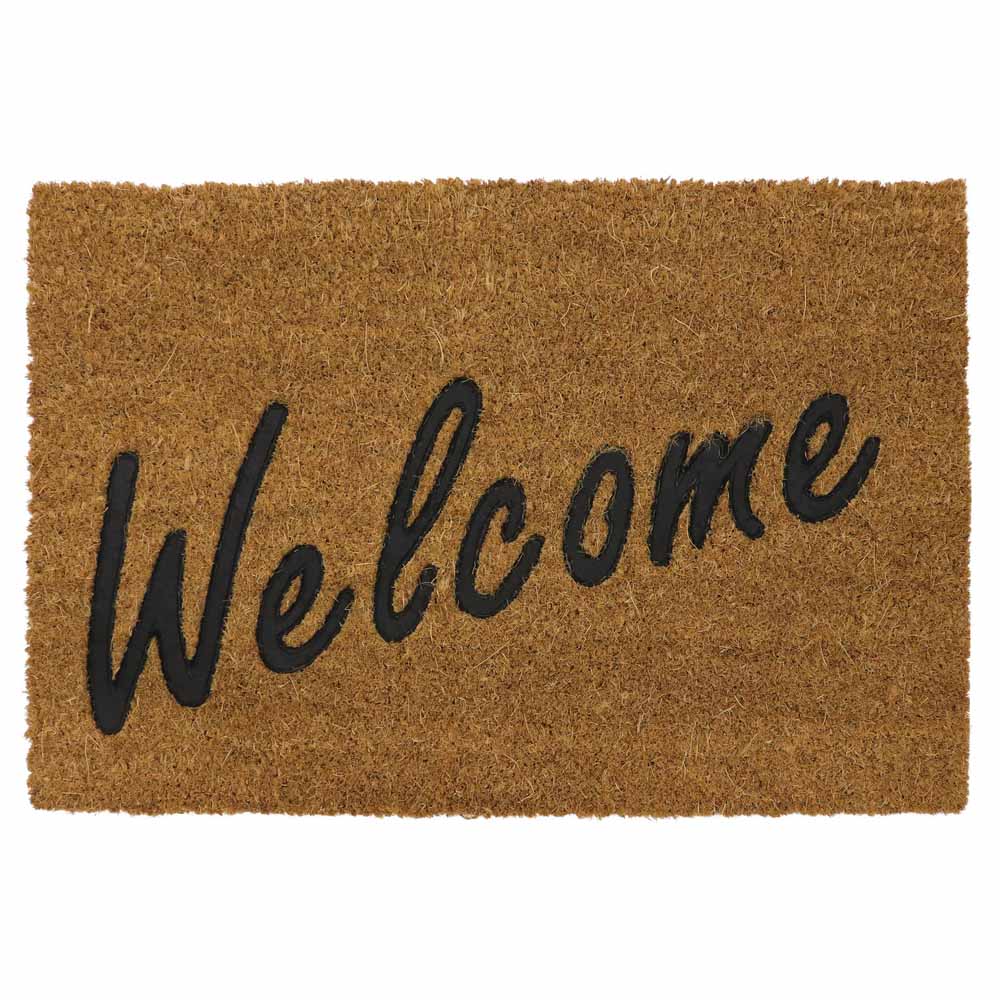 JVL Welcome Rubber Embossed PVC Coir Doormat 40 x x 60cm Image 1