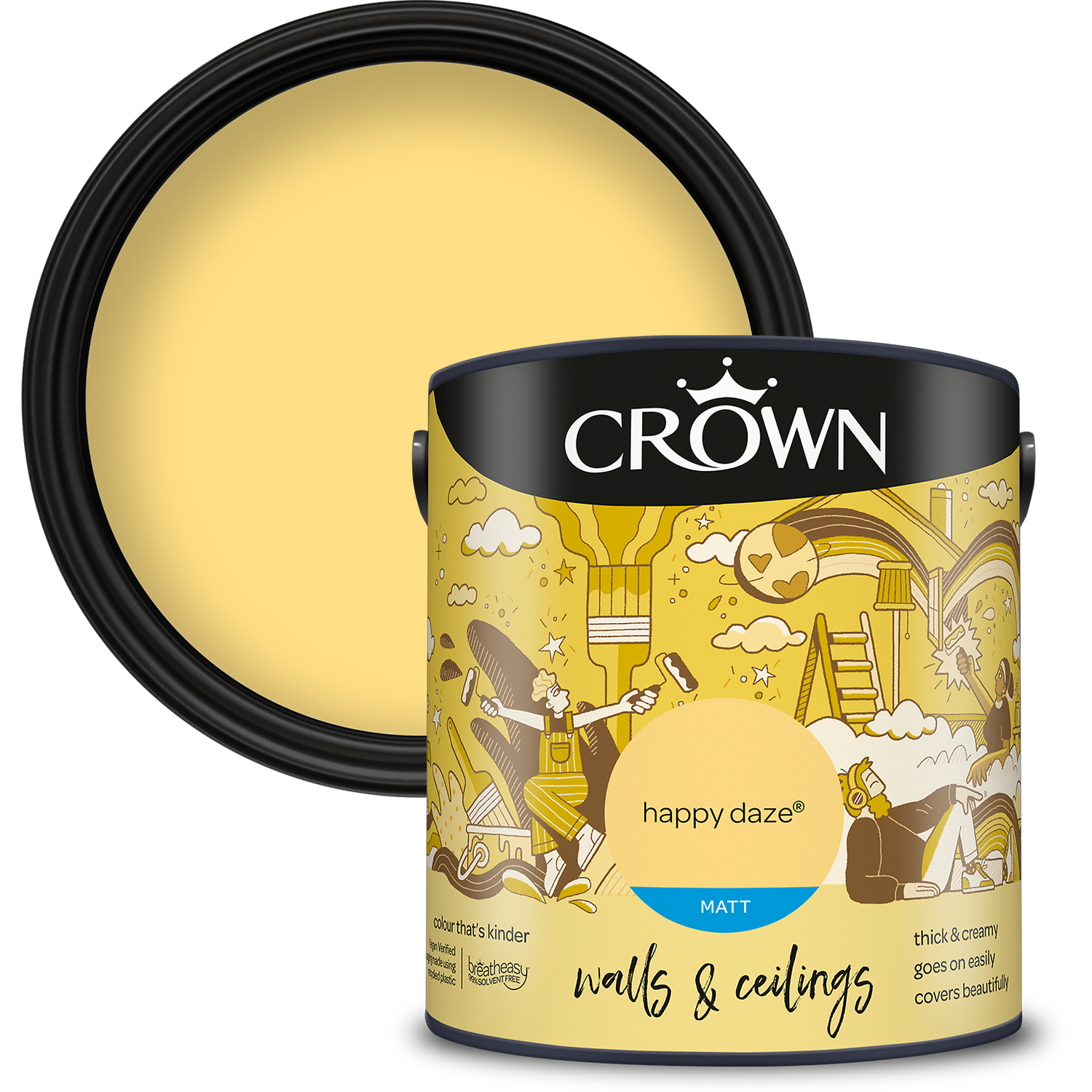 Crown Wall and Ceilings Happy Daze Matt Emulsion 2.5L Image 1